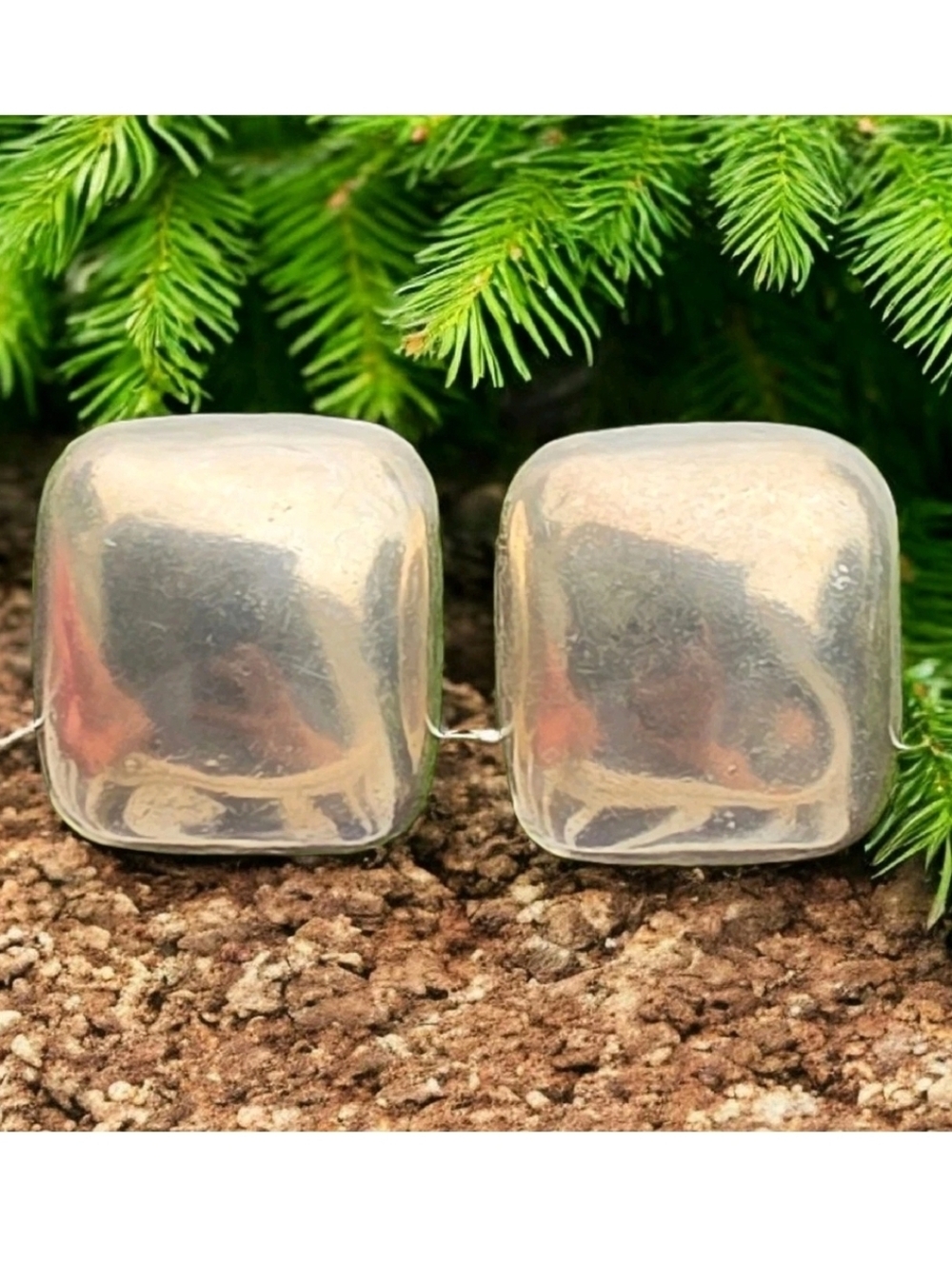 Vintage Taxco Mexico 925 Sterling Silver Square Dome Clip Earrings Signed